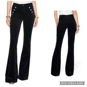 Ramy Brook Velveteen Helena Flare Leg Skinny Pants Black
